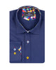 Dark Blue Dress Shirt with Colorful Inner Collar and Cuff Detail