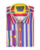 Colorful Stripe Print Shirt with Matching Handkerchief