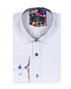 White Dress Shirt with Colorful Inner Collar and Cuff Detail