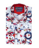 White Festive Santa Print Shirt with Matching Handkerchief