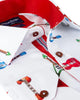 White Guitar Print Shirt with Matching Handkerchief