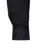 Men’s Black Dress Shirt with Crystal-Studded Collar and Cuffs