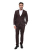 Burgundy 3 Piece Check Suit