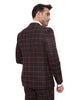 Burgundy 3 Piece Check Suit