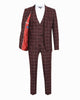 Burgundy 3 Piece Check Suit