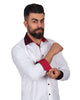Burgundy Paisley Embroidery Design Collar & Cuff Shirt
