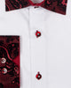 Burgundy Paisley Embroidery Design Collar & Cuff Shirt