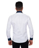 Dark Blue Embroidery Design Collar & Cuff Shirt