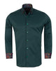 Dark Green Plain Button Down Double Collar Shirt