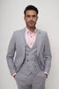 Grey 3 Piece Men's Suit with Double Breasted Waistcoat