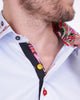 Blue Fashion Shirt with Colourful Collar Tip Design