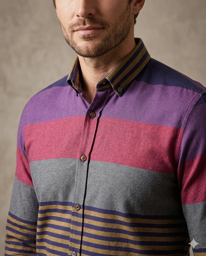 Navy Front Row Striped Print Shirt