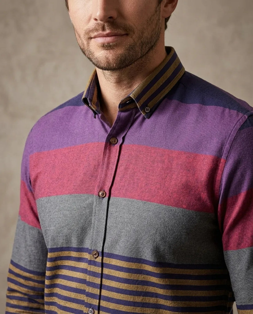 Navy Front Row Striped Print Shirt