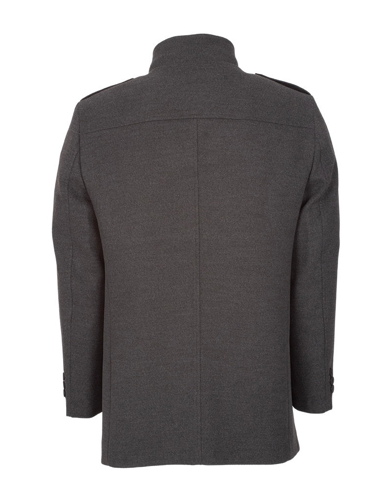 Anthracite Single Breasted Overcoat with Removable Quilted Insert-Makrom
