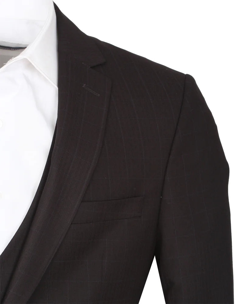 Anthracite Wool Classic Plain 3 Piece Men's Suit-Makrom
