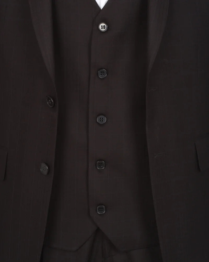 Anthracite Wool Classic Plain 3 Piece Men's Suit-Makrom
