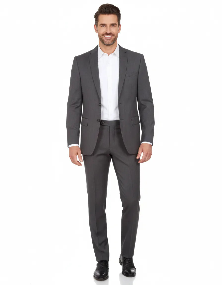 Anthrasite Pure Wool Classic Plain 3 Piece Men's Suit-Makrom