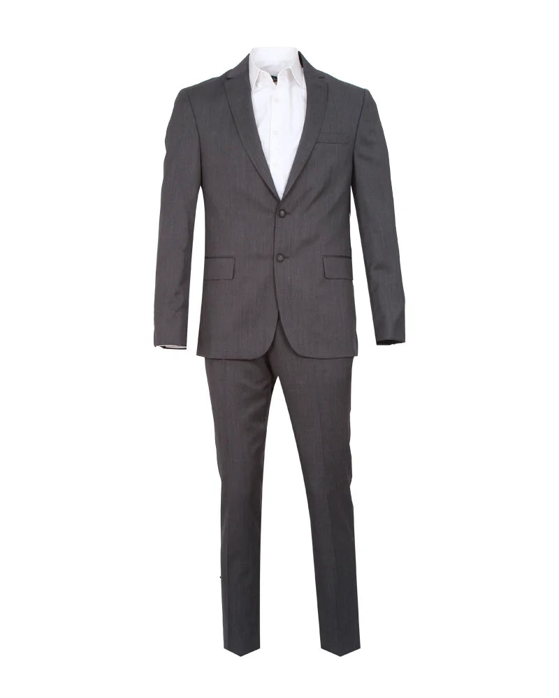 Anthrasite Pure Wool Classic Plain 3 Piece Men's Suit-Makrom