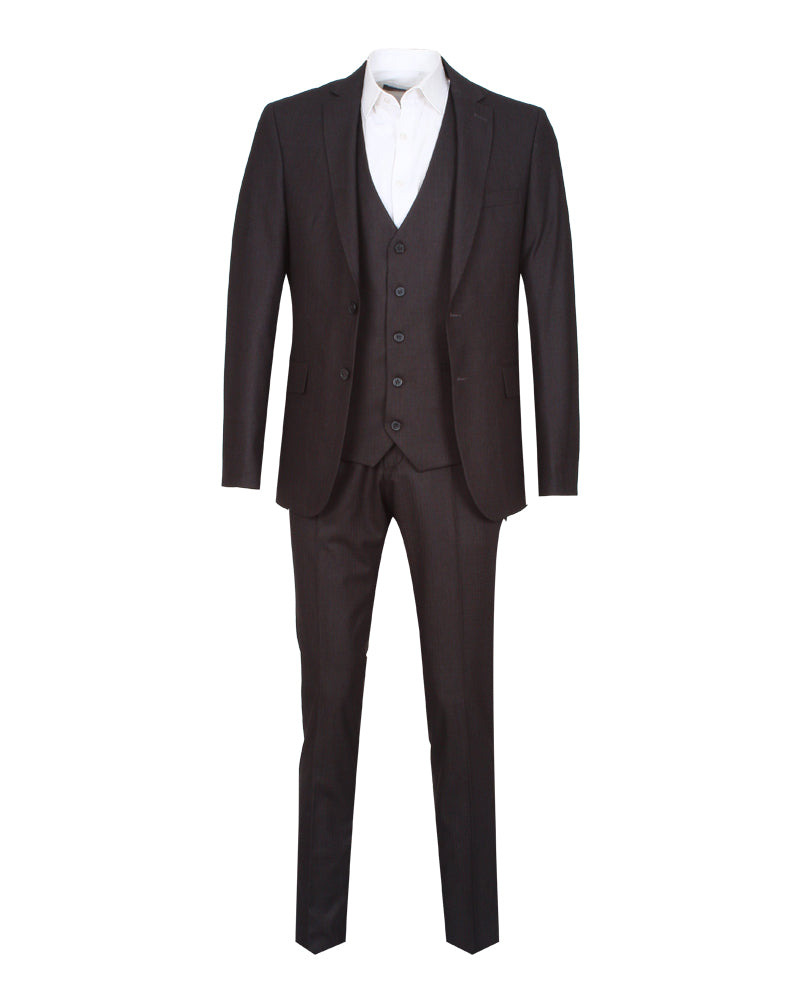 Anthrasite Pure Wool Classic Plain 3 Piece Men's Suit-Makrom