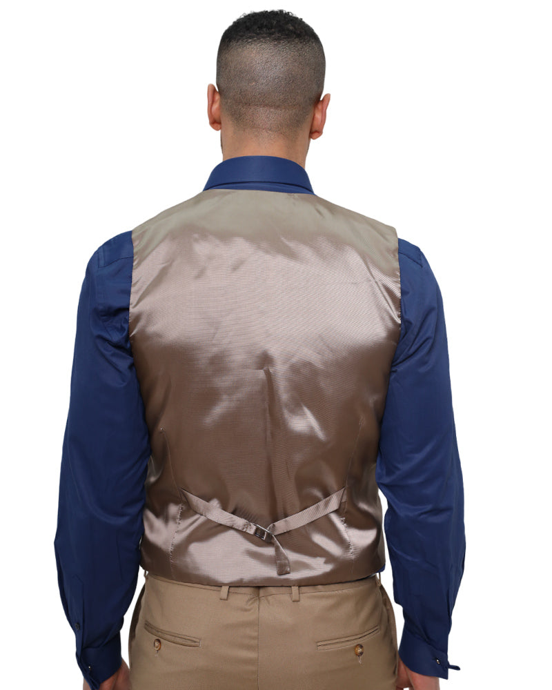 Beige Classic Plain 3 Piece Men's Suit-Makrom