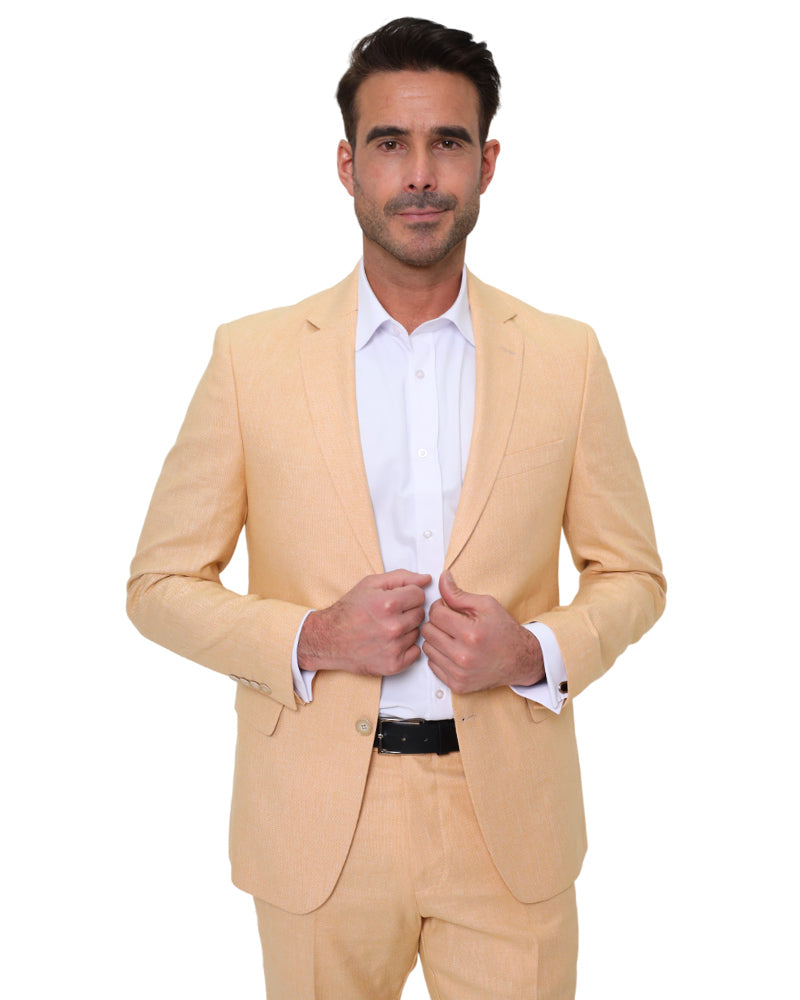 Beige Linen 2 Piece Suit-Makrom