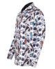 Beige Owl Print Men's Shirt with Matching Handkerchief-Makrom