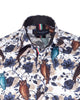Beige Owl Print Men's Shirt with Matching Handkerchief-Makrom