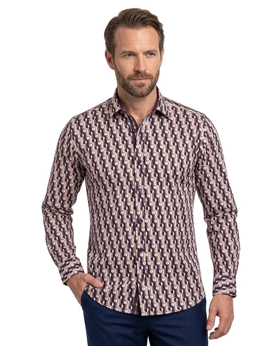 Beige Polka Dot Print Shirt-Makrom
