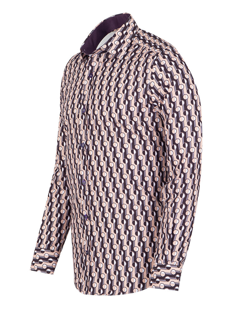 Beige Polka Dot Print Shirt-Makrom