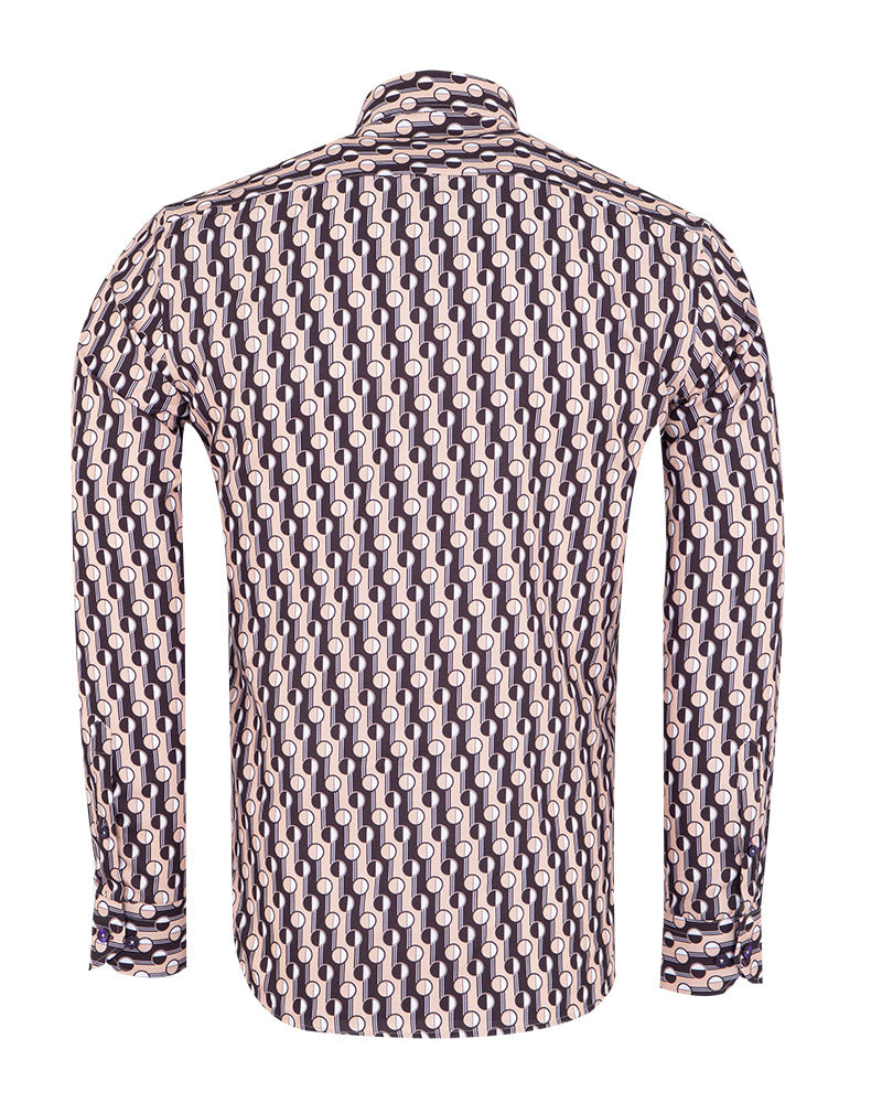 Beige Polka Dot Print Shirt-Makrom