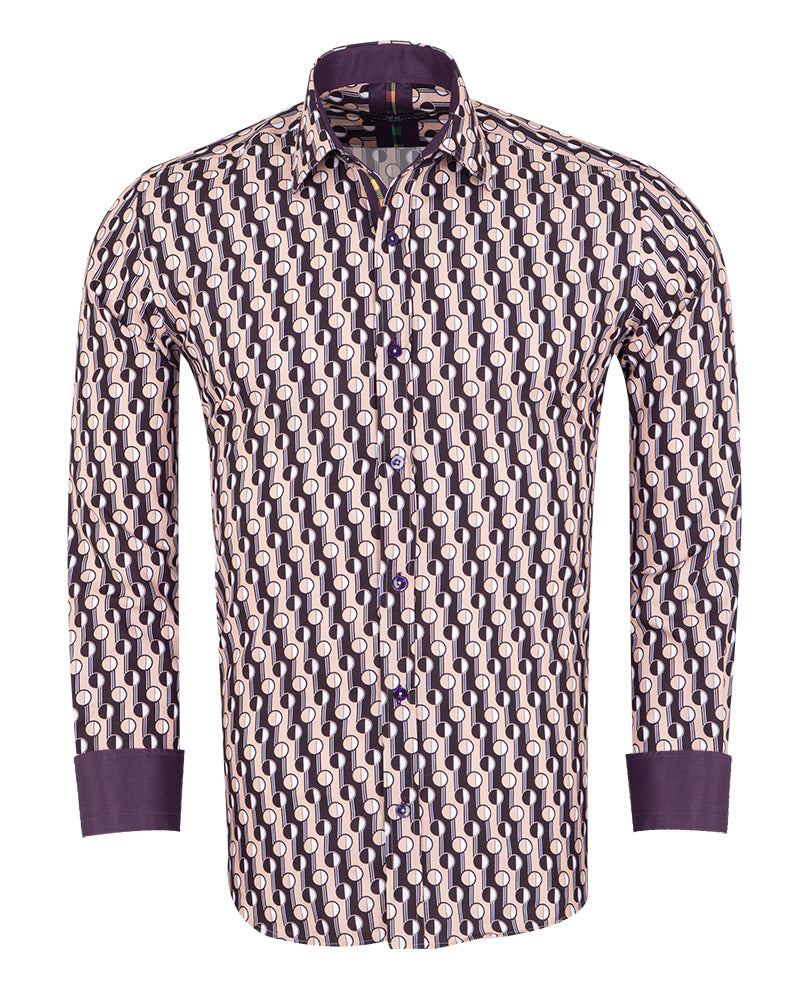 Beige Polka Dot Print Shirt-Makrom