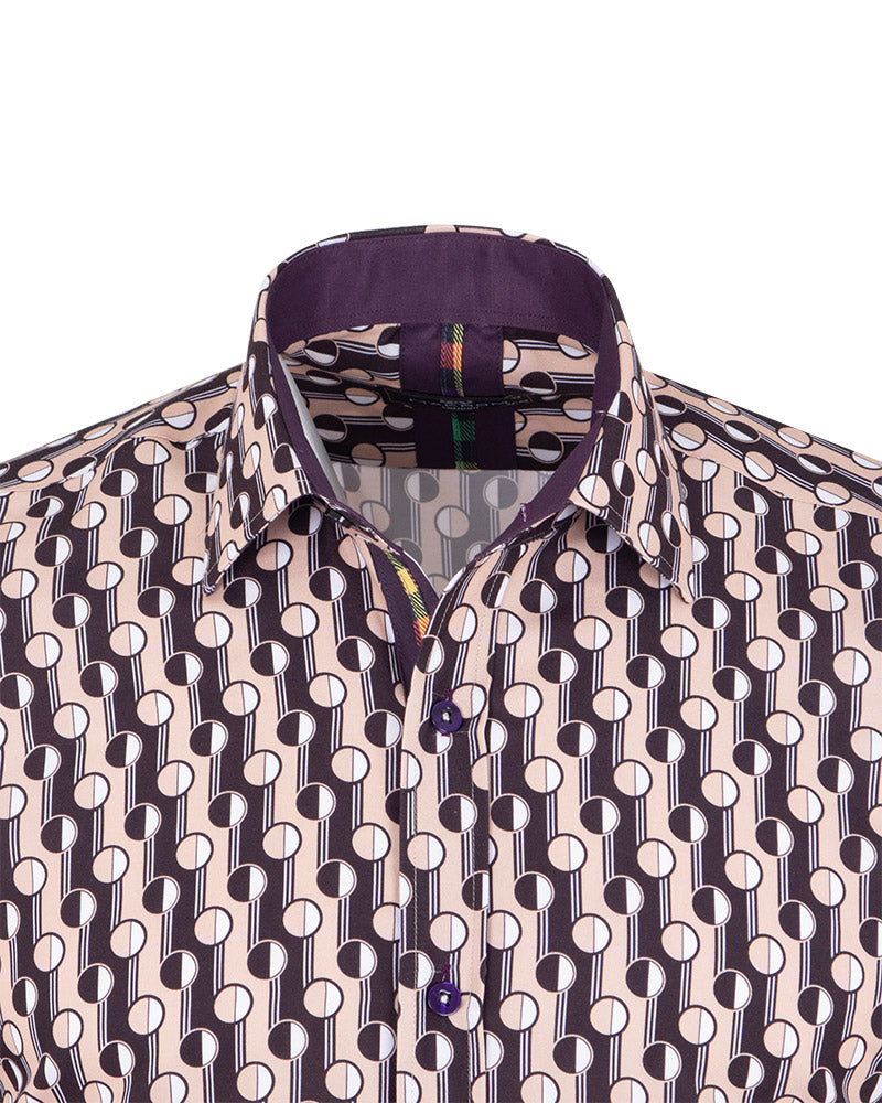 Beige Polka Dot Print Shirt-Makrom