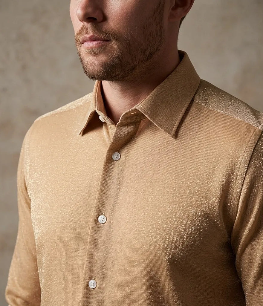 Beige Sparkle Studded Glitter Shirt