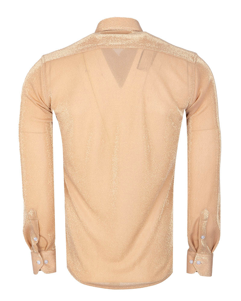 Beige Sparkle Studded Glitter Shirt-Makrom