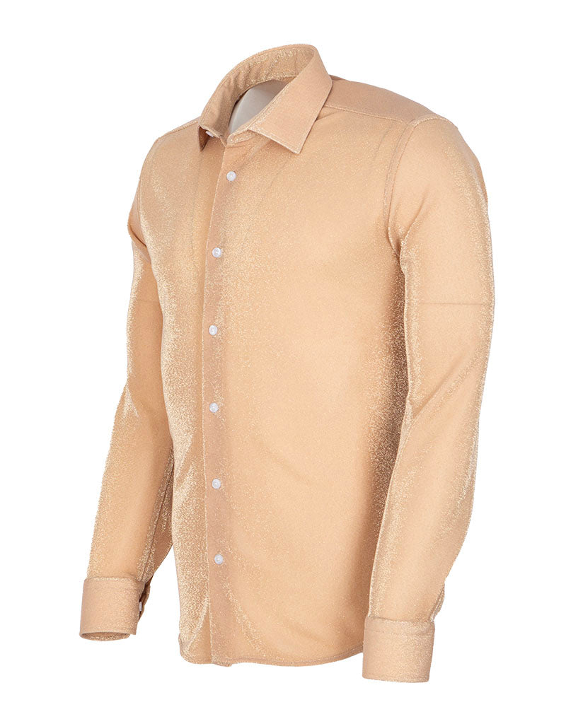 Beige Sparkle Studded Glitter Shirt-Makrom