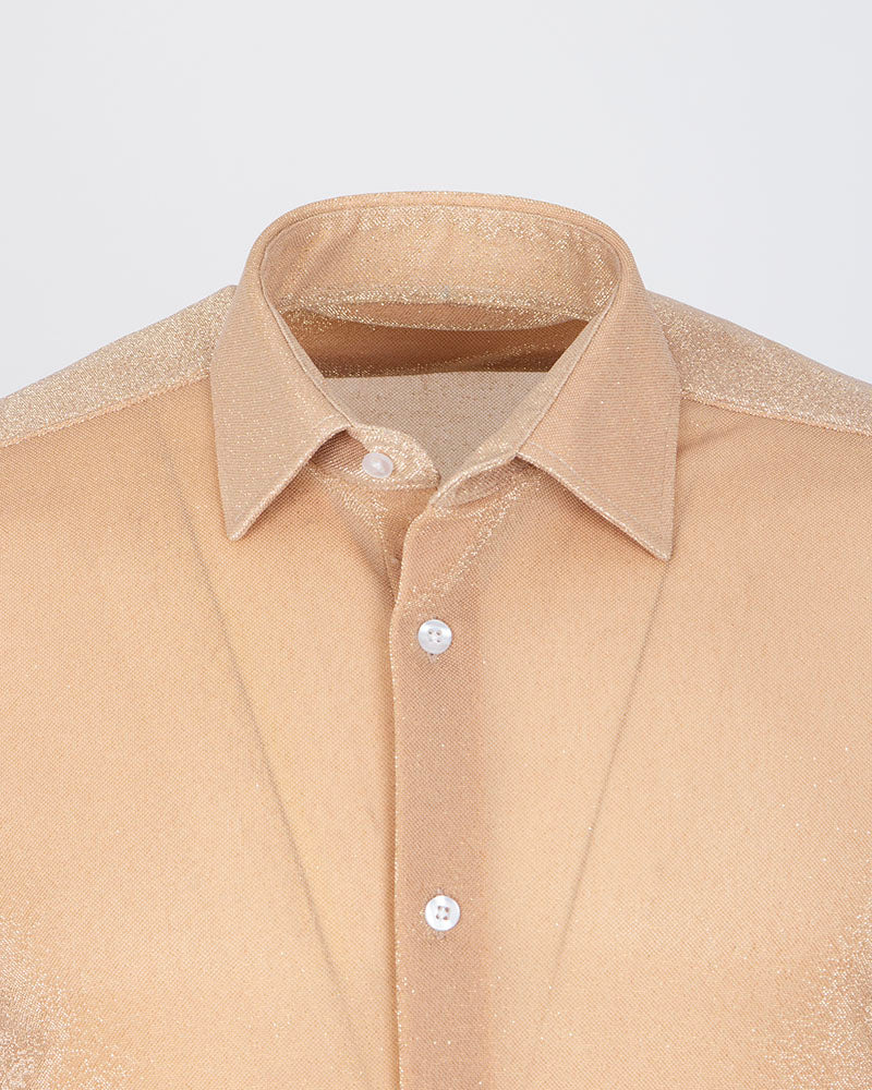 Beige Sparkle Studded Glitter Shirt-Makrom