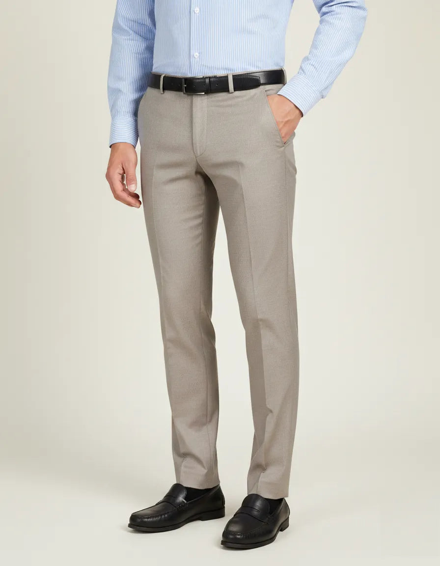 Beige Plain Suit Trouser