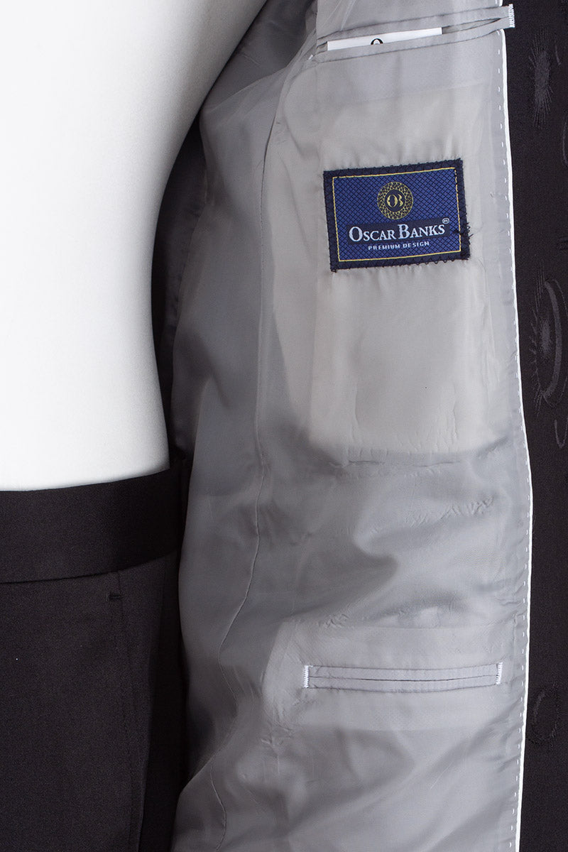 Black 2 Piece Mandarin Men's Suit-Makrom