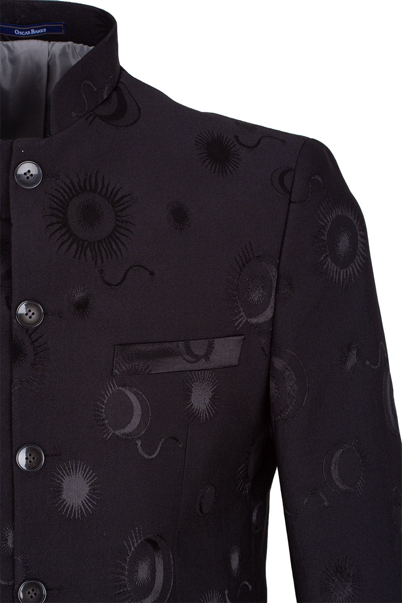 Black 2 Piece Mandarin Men's Suit-Makrom