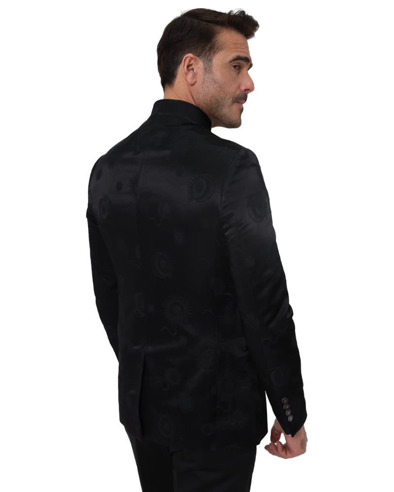 Black 2 Piece Mandarin Men's Suit-Makrom