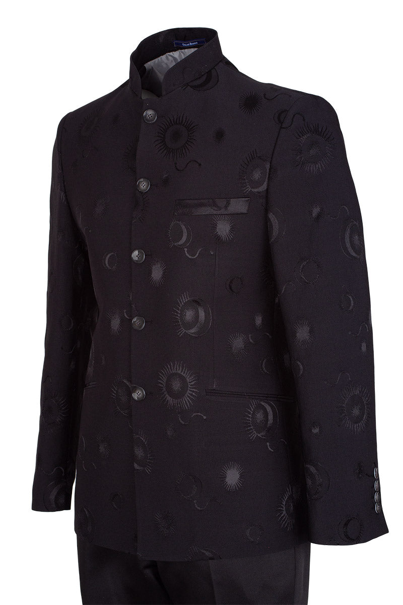 Black 2 Piece Mandarin Men's Suit-Makrom