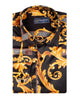 Black Baroque Paisley Print Men`s Shirt-Makrom