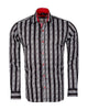 Black Baroque Print Men`s Satin Shirt-Makrom