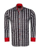 Black Baroque Print Men`s Satin Shirt-Makrom