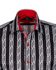 Black Baroque Print Men`s Satin Shirt-Makrom