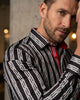 Black Baroque Print Men`s Satin Shirt