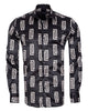 Black Baroque Roman Ornament Print Men`s Shirt-Makrom