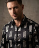 Black Baroque Roman Ornament Print Men`s Shirt