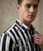 Black Baroque Stripe Paisley Print Men`s Shirt