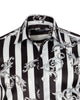 Black Baroque Stripe Paisley Print Men`s Shirt-Makrom